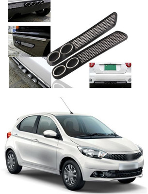 PRTEK Plastic Car Bumper Guard(Black, Silver, Pack of 2, Tata, Tiago)
