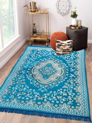 TruewalleT Light Blue Chenille Carpet(5 cm,  X 7 cm, Rectangle)