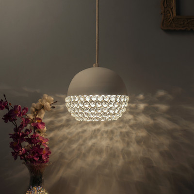 Homesake Matt White Crystal Hanging Globe Light, Ceiling Light, Nordic E27 Pendant Pendant Lamp Ceiling Lamp(White)
