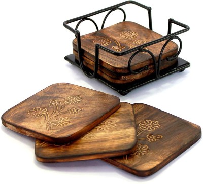 Casa Trading Square Reversible Wood Coaster Set(Pack of 6)