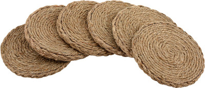 Jute handicraft Round Reversible Jute Coaster(Pack of 6)