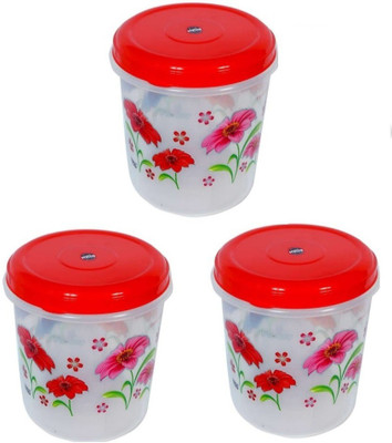 Homix Plastic Tea Coffee & Sugar Container  - 10 L(Pack of 3, Red)
