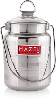 HAZEL Stainless Steel Designer Barani, Milk, Ghee, Oil Multipurpose Container, 1.5 Ltr, Silver  - 1.5 L Steel Milk Container  (Silver)