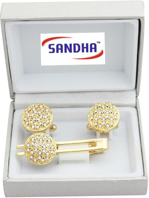 SANDHA Alloy Cufflink & Tie Pin Set(Gold)