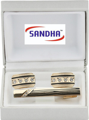 SANDHA Alloy Cufflink & Tie Pin Set(Gold)