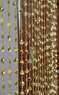 PINDIA 274 cm (9 ft) Long Door PVC Room Darkening Curtain Single Curtain(Golden, Geometric)