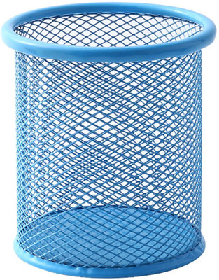 HEXONIQ 1 Compartments Metal Desk Pen Holder(Blue)