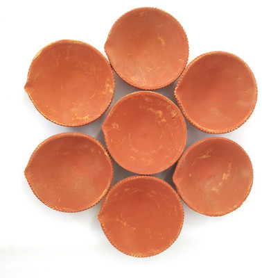 7 CLOUDS INDIA Earthenware (Pack of 7) Table Diya Set(Height: 2 inch)