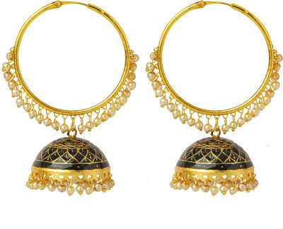 Shining Jewel Handcrafted Gold Plated Designer Traditional Ethnic Meenakari Kundan Jhumka bali Earrings Women Brass Jhumki Earring