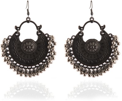 Creative Frogs Silver & Black Beautiful Creative Jhumki Earrings Alloy Drops & Danglers