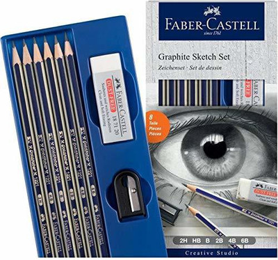 FABER-CASTELL Gold Faber Sketch Set Hexagonal Shaped Color Pencils(Set of 1, White,Blue)