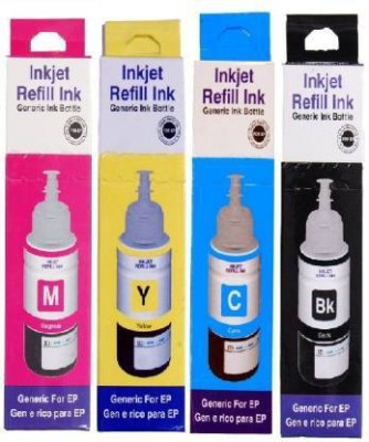 PTT L6170 / Refill Ink for Use in Epson L6170 Multi-Function Printer - Cyan, Magenta, Yellow & Black - 70 ML Each Bottle Multi Color (PACK OF 4 CLRS SET) Black + Tri Color Combo Pack Ink Bottle