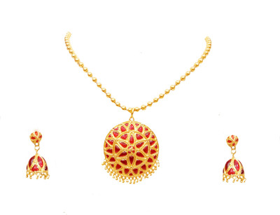 balaji gold Copper Gold-plated Red Jewellery Set(Pack of 1)
