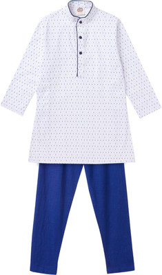 Cub McPaws Boys Festive & Party Kurta and Pyjama Set(White Pack of 1)