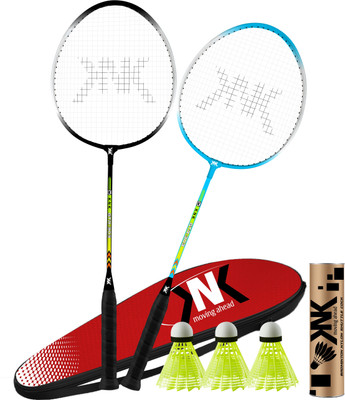 chist Aluminium Single Shaft Badminton kit Racquet Set Of 2 With Badminton Co Badminton Kit