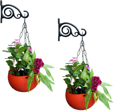 Shining Labs (pack of 2) Wall hook / bracket/hangr plant bracket /hangr/hook (Black 21) Pack of 2(14 cm X 11 cm, Black)
