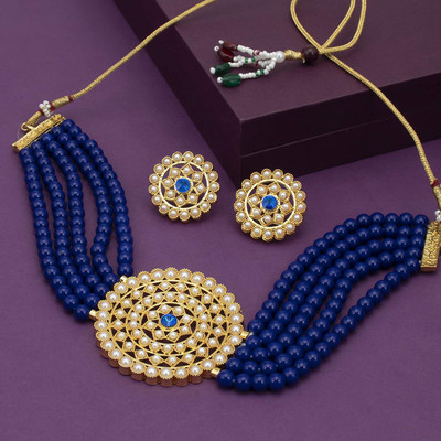 GEODE DELIGHT Alloy Gold-plated Blue, White Jewellery Set(Pack of 1)
