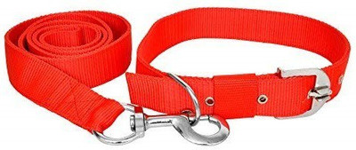 DYS Pets Adjustable Red Collar for Dog & Cat with Red Leash with Handle for training, running, walking. Dog & Cat Collar & Leash(Medium, Red)