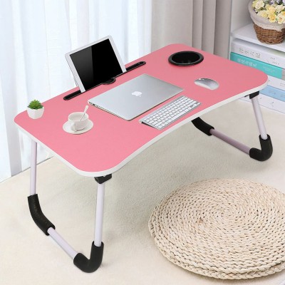 Sarvatr Foldable and Portable Laptop Table Wood Portable Laptop Table(Finish Color - Pink, Pre Assembled)