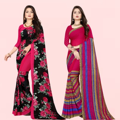 Anand Sarees Floral Print Bollywood Georgette Saree(Pack of 2, Multicolor)