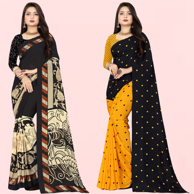 Anand Sarees Printed Daily Wear Georgette Saree(Pack of 2, Multicolor)
