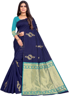 Vartul Enterprise Self Design Bollywood Jacquard Saree(Dark Blue)