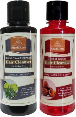 Khadi Pure Amla & Bhringraj Shampoo + Reetha Shampoo - 210ml (Combo)(420 ml)