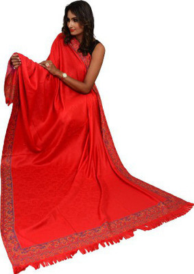 Rishabh Polyester Wool Blend Solid Women Shawl(Red)