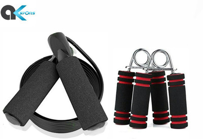 A.K Sports & Fitness Ball Bearing Foam Handle Skipping Rope With Hand Grip Freestyle Skipping Rope(Black, Red, Length: 256 cm)