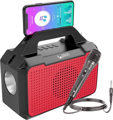 Ubon SP-120 Wireless Speaker with Karaoke Mic in-built FM | USB | TF | AUX | Torch 8 W Bluetooth Speaker(Red, Stereo Channel)