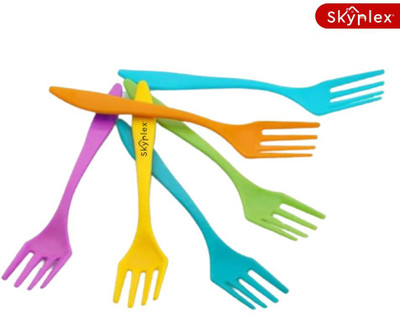 Skyplex Fork Spoon Set Plastic Table Spoon, Salad Spoon Set(Pack of 6)