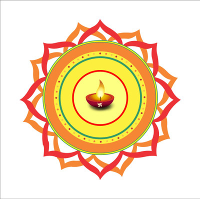 sp decals 38 cm Beautiful multicolor rangoli multicolor wall sticker : 38 Cm X 38 Cm Self Adhesive Sticker(Pack of 1)