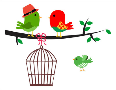sp decals 92 cm Loving birds setting on tree branch multicolor wall sticker : 92 Cm X 72 Cm Self Adhesive Sticker(Pack of 1)