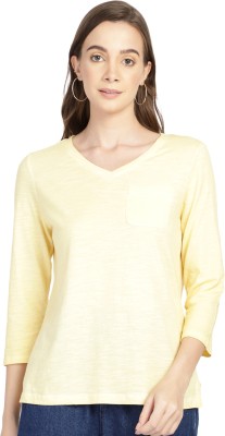 Aditi Wasan Casual Solid Women Yellow Top