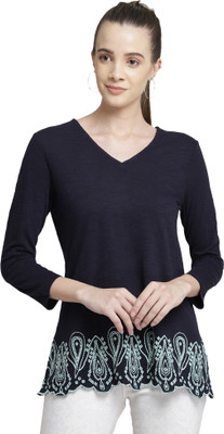 Aditi Wasan Casual Solid Women Blue Top