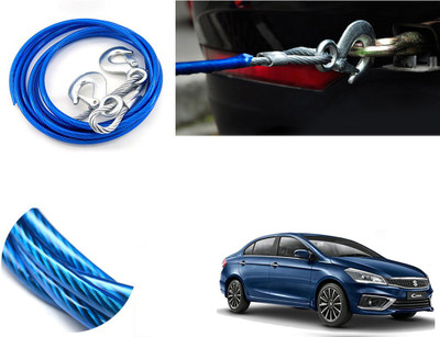 Automotive Prist 4M Long Super Strong Emergency Heavy Duty Car Tow Cable 5 Ton Towing Strap Rope with Dual Forged Hooks (Color Blue) (8mm x 4 m) For Ciaz 2018 4 m Towing Cable(Steel, 5000 kg Pull Capacity)