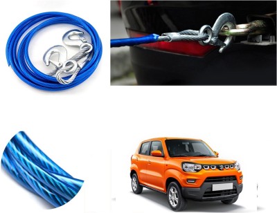 Automotive Prist 4M Long Super Strong Emergency Heavy Duty Car Tow Cable 5 Ton Towing Strap Rope with Dual Forged Hooks (Color Blue) (8mm x 4 m) For S Presso 4 m Towing Cable(Steel, 5000 kg Pull Capacity)