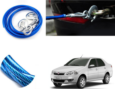 Automotive Prist 4M Long Super Strong Emergency Heavy Duty Car Tow Cable 5 Ton Towing Strap Rope with Dual Forged Hooks (Color Blue) (8mm x 4 m) For Siena 4 m Towing Cable(Steel, 5000 kg Pull Capacity)