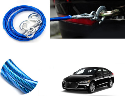 Automotive Prist 4M Long Super Strong Emergency Heavy Duty Car Tow Cable 5 Ton Towing Strap Rope with Dual Forged Hooks (Color Blue) (8mm x 4 m) For Elantra 2018 4 m Towing Cable(Steel, 5000 kg Pull Capacity)