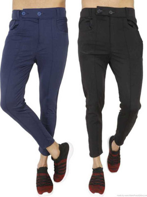 RKM STORE Solid Men Black, Blue Track Pants