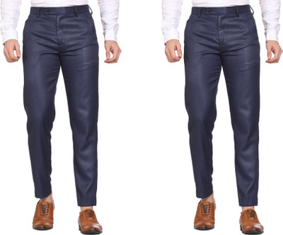 Maleno Slim Fit Men Dark Blue Trousers