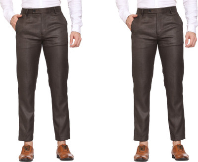 Maleno Slim Fit Men Brown Trousers