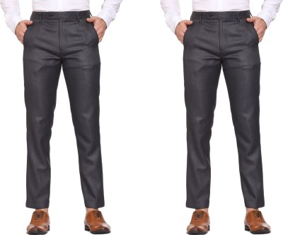 SYLZON Slim Fit Men Black Trousers