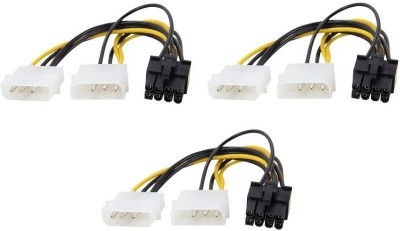 LipiWorld  TV-out Cable 8 Pin PCI Express to Dual 4 Pin Molex LP4 Graphics Card Power Cable, 2 x Molex 4 Pin to 8-Pin PCI Express Video Card Pci-e ATX PSU Power Converter Cable (Dual 4Pin to 8Pin Pack-3)(Black White, For Laptop)