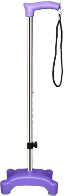 roston SURGICAL 4 Leg Quadripod chrome Purple Height Adjustable Men/Women/Old Age People With Hand Support Walking Stick Walking Stick