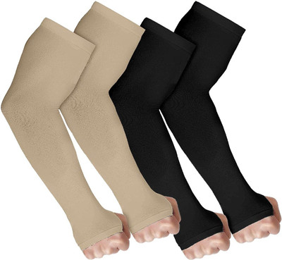 zaysoo Nylon Arm Sleeve For Men & Women(Free, Beige, Black)