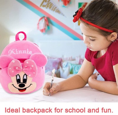 KIDBIRD Minnie Soft Toy School Bag for Kids Plush Bag Plush Bag 11 L ( Pink) Backpack(Pink, 11 L)