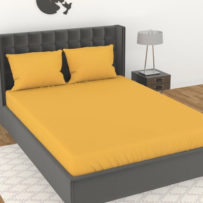 AVISARDO 144 TC Microfiber Double Solid Flat Bedsheet(Pack of 1, Yellow)