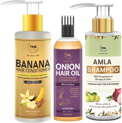 TNW - The Natural Wash Amla Shampoo, Onion Oil and Banana Conditioner | For Strong, Soft and Nourished Hair(3 Items in the set)