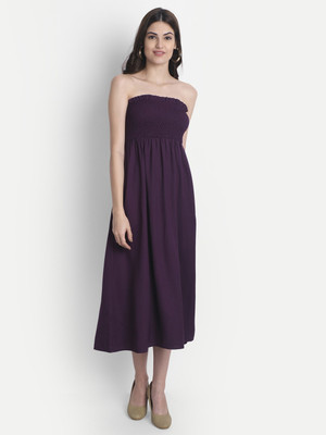 miss haute Women Tube Purple Midi/Calf Length Dress